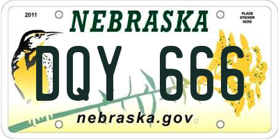 NE license plate DQY666