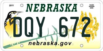 NE license plate DQY672
