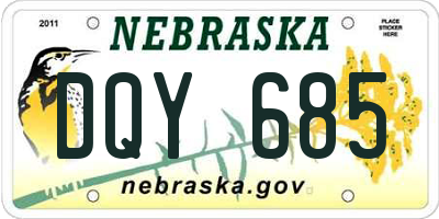 NE license plate DQY685