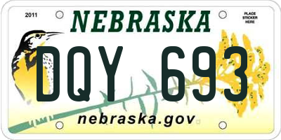 NE license plate DQY693