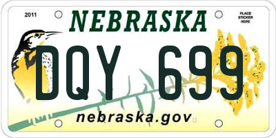 NE license plate DQY699