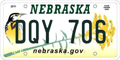 NE license plate DQY706