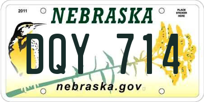 NE license plate DQY714