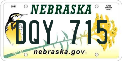 NE license plate DQY715