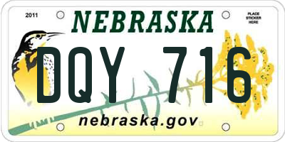 NE license plate DQY716