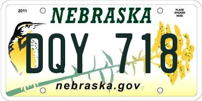 NE license plate DQY718
