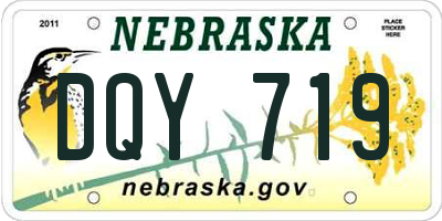 NE license plate DQY719