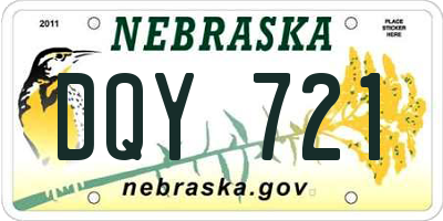 NE license plate DQY721