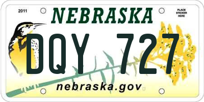 NE license plate DQY727