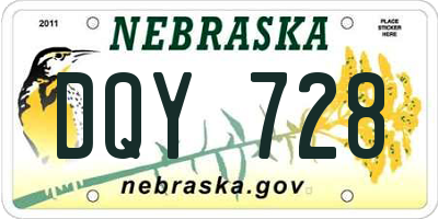 NE license plate DQY728