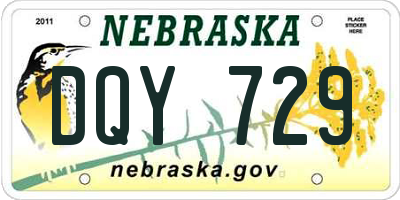 NE license plate DQY729