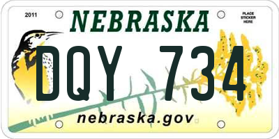 NE license plate DQY734