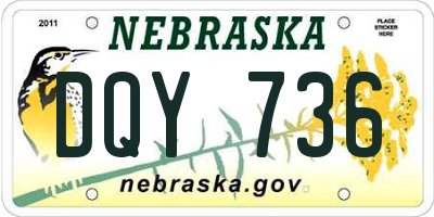 NE license plate DQY736