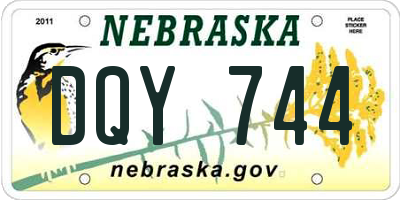 NE license plate DQY744