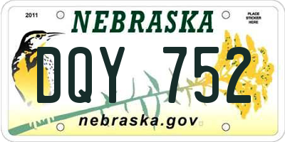 NE license plate DQY752