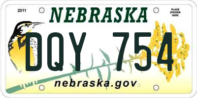 NE license plate DQY754