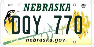 NE license plate DQY770