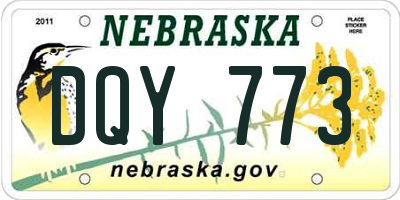 NE license plate DQY773