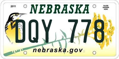NE license plate DQY778