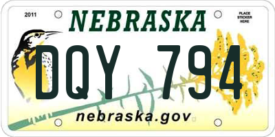 NE license plate DQY794
