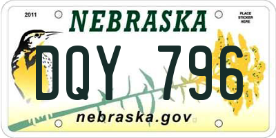 NE license plate DQY796
