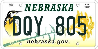 NE license plate DQY805