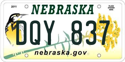 NE license plate DQY837