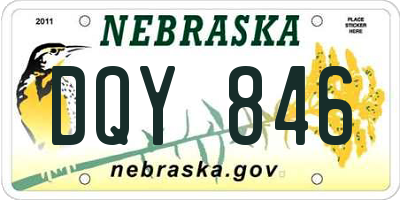 NE license plate DQY846