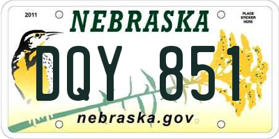 NE license plate DQY851