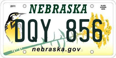 NE license plate DQY856