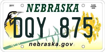 NE license plate DQY875