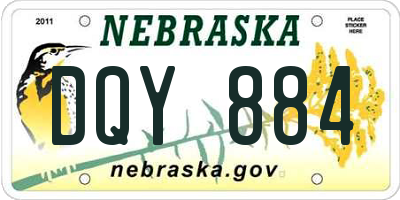 NE license plate DQY884