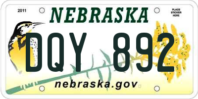 NE license plate DQY892