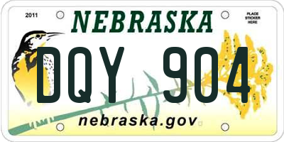 NE license plate DQY904
