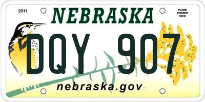NE license plate DQY907