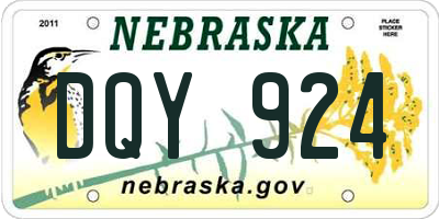 NE license plate DQY924