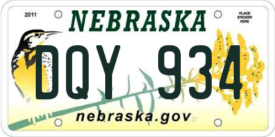 NE license plate DQY934