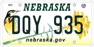 NE license plate DQY935