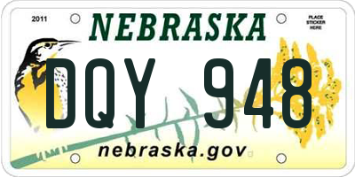 NE license plate DQY948