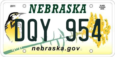 NE license plate DQY954