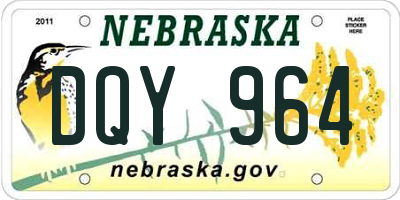 NE license plate DQY964