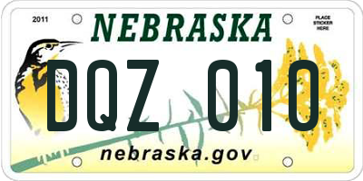 NE license plate DQZ010