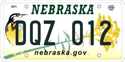 NE license plate DQZ012