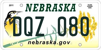 NE license plate DQZ080