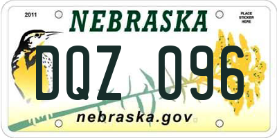 NE license plate DQZ096