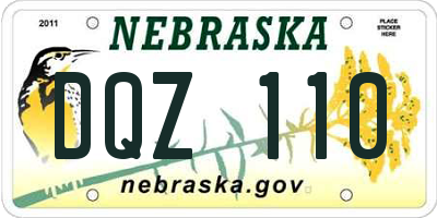 NE license plate DQZ110