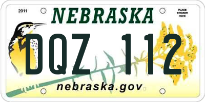 NE license plate DQZ112