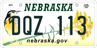 NE license plate DQZ113