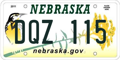 NE license plate DQZ115