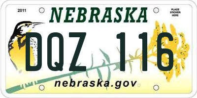 NE license plate DQZ116